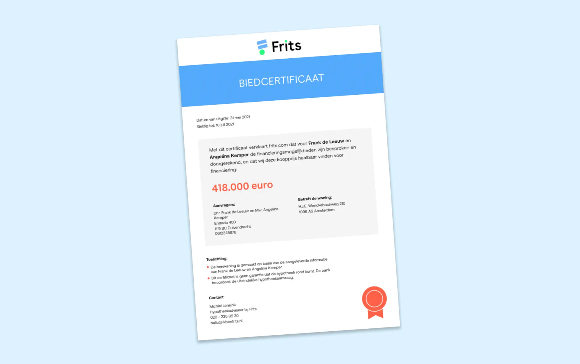 Frits Biedcertificaat